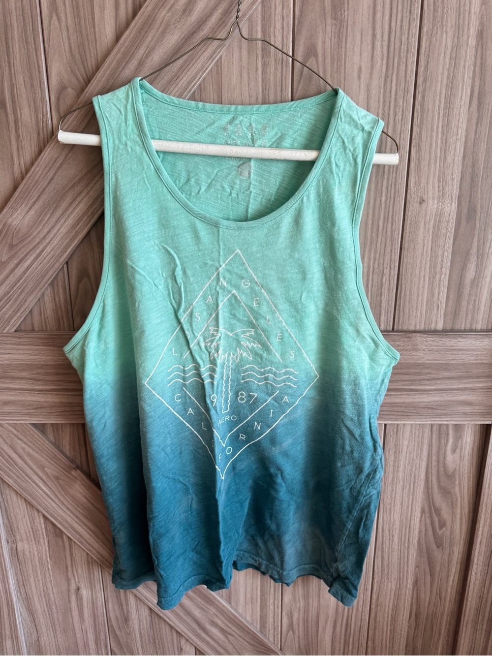 Free State  Men Ombre Mint-to-Teal Palm Graphic Tank